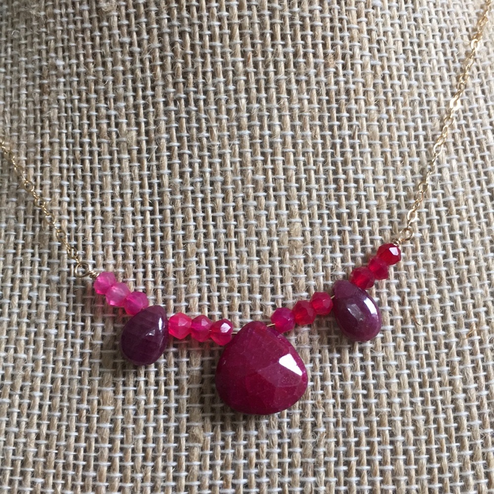 Ruby Chalcedony Necklace Gold Fill - image 2